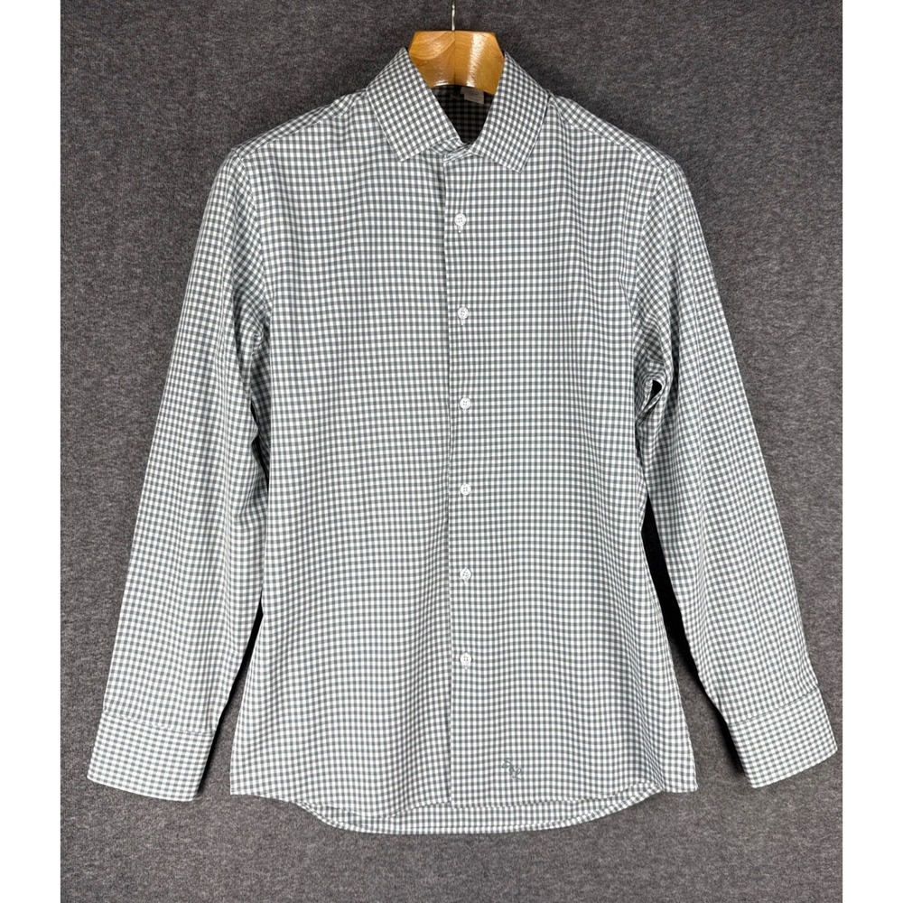 State and Liberty Athletic Fit Dress Shirt Mens M Fitted Gingham Stretch Preppy